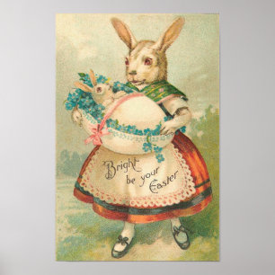 PaasBunny-moeder en Baby-Vintage Poster