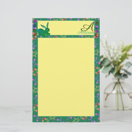 Paasbunny Monogram Briefpapier (Staand voorkant)