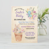 Paasbunny Party Egg Hunt Pink Basket Kaart (Staand voorkant)