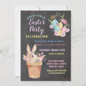 Paasbunny Party Egg Hunt Pink Chalk Basket Kaart (Voorkant)