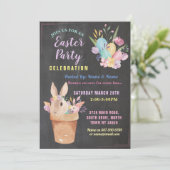 Paasbunny Party Egg Hunt Pink Chalk Basket Kaart (Staand voorkant)