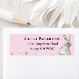 Paasbunny Pastel Roze Adresetiketten Etiket