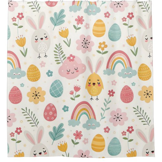 paasbunny Pattern Douchegordijn (Voorkant)