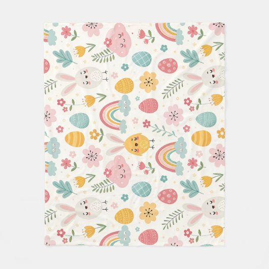 paasbunny Pattern Fleece Deken (Voorkant)