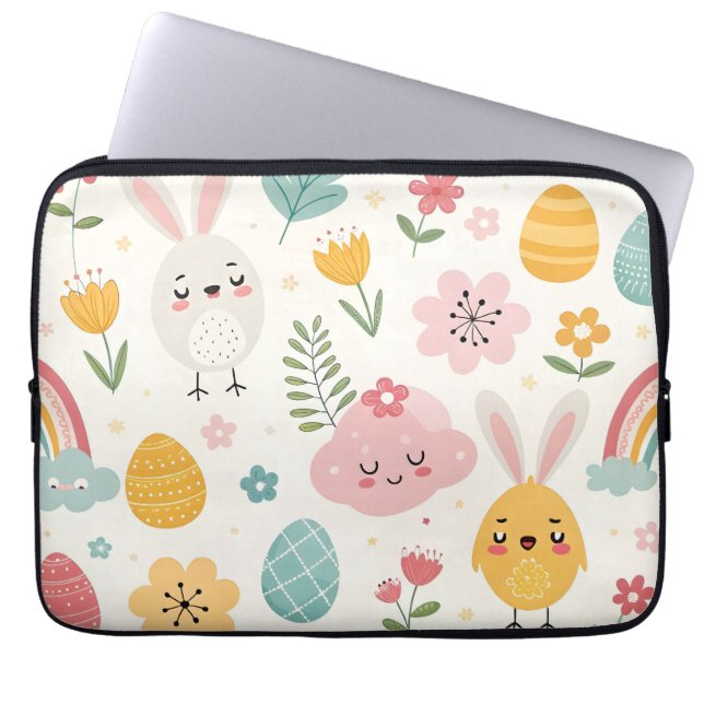 paasbunny Pattern Laptop Sleeve (Voorkant)