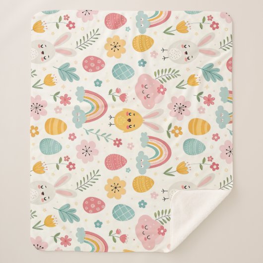 paasbunny Pattern Sherpa Deken (Voorkant)
