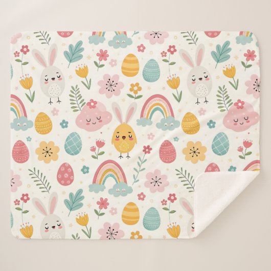 paasbunny Pattern Sherpa Deken (Voorkant (horizontaal))
