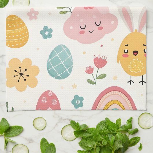 paasbunny Pattern Theedoek (Gevouwen)