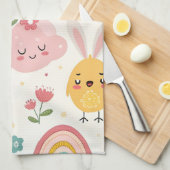 paasbunny Pattern Theedoek (Quarter Fold)