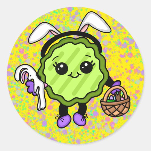 paasbunny Pickle | Vakantiepickle Ronde Sticker (Voorkant)