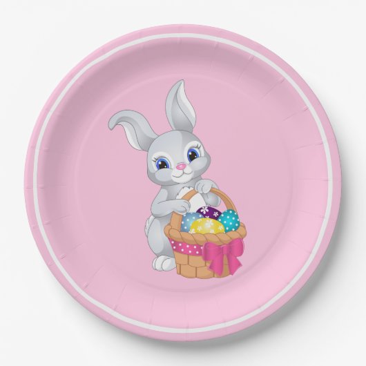 Paasbunny Rabbit Basket of Eggs Party Papieren Bordje (Voorkant)