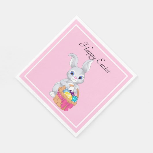 Paasbunny Rabbit Basket of Eggs Party Servet (Hoek)