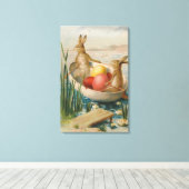 Paasbunny Rabbit Colored Egg Boat Canvas Afdruk (Insitu (Houten vloer))