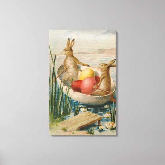 Paasbunny Rabbit Colored Egg Boat Canvas Afdruk (Voorkant)