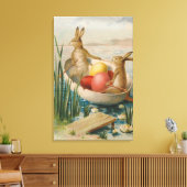 Paasbunny Rabbit Colored Egg Boat Canvas Afdruk (Insitu (Woonkamer))