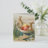 Paasbunny Rabbit Colored Egg Boat Feestdagenkaart (Staand voorkant)
