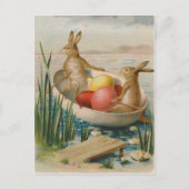 Paasbunny Rabbit Colored Egg Boat Feestdagenkaart (Voorkant)