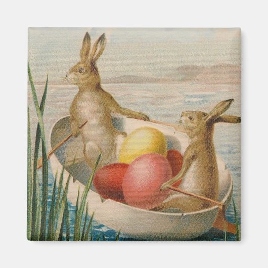 Paasbunny Rabbit Colored Egg Boat Magneet (Voorkant)