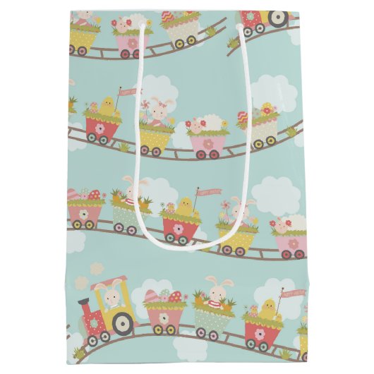 Paasbunny Rabbit Spring Train Medium Cadeauzakje (Achterkant)