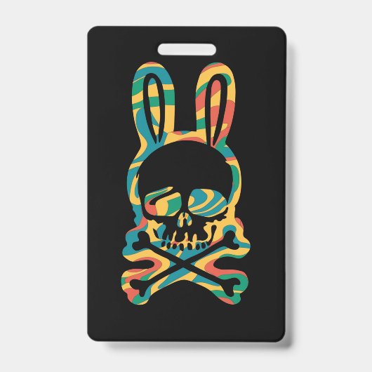 PaasBunny Retro Tie Dye Bunny Skull Cross Bone Badge (Voorzijde)