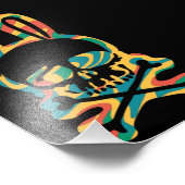 PaasBunny Retro Tie Dye Bunny Skull Cross Bone Foto Afdruk (Hoek)