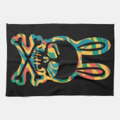 PaasBunny Retro Tie Dye Bunny Skull Cross Bone Theedoek (Horizontaal)