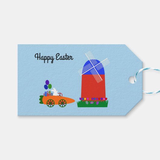 PaasBunny Riding Carrot #4 Gift Label Cadeaulabel (Voorkant (Horizontaal))