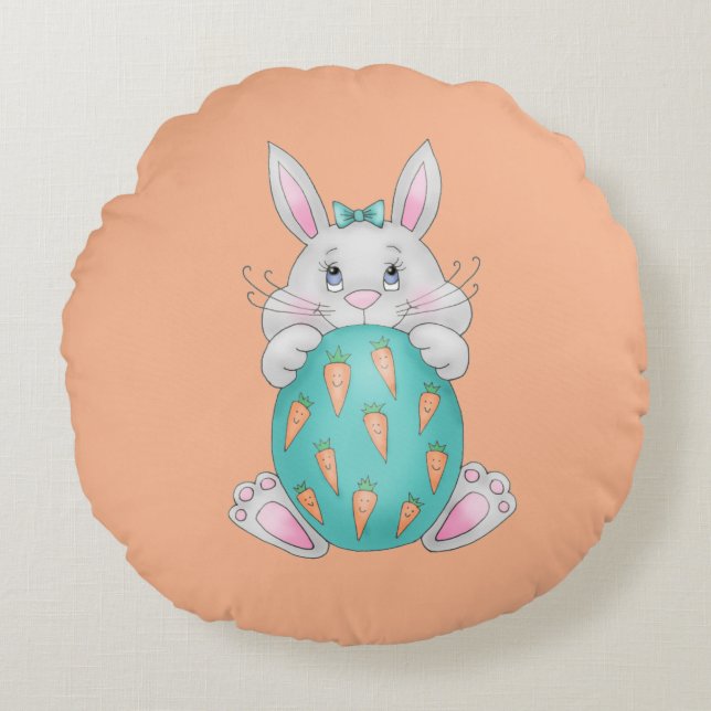Paasbunny Rond Kussen (Voorkant)