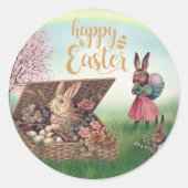 paasbunny ronde sticker (Voorkant)