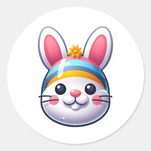 Paasbunny Ronde Sticker (Voorkant)