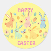 Paasbunny Ronde Sticker (Voorkant)