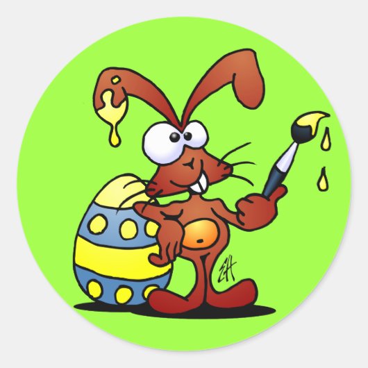 Paasbunny Ronde Sticker (Voorkant)