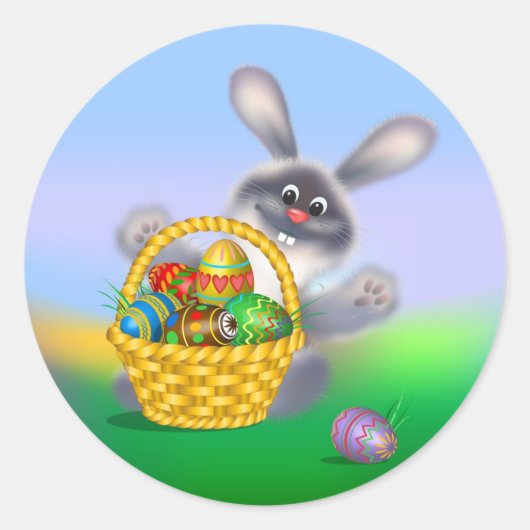 Paasbunny Ronde Sticker (Voorkant)