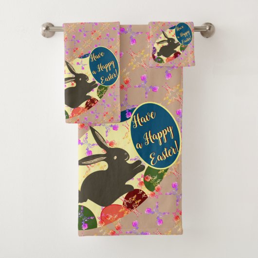 PaasBunny-Roos-eieren met tekst Bad Handdoek (Insitu)