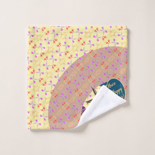 PaasBunny-Roos-eieren met tekst Bad Handdoek (Wasdoekje)