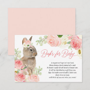 Paasbunny roze witte florale boeken voor baby informatiekaartje