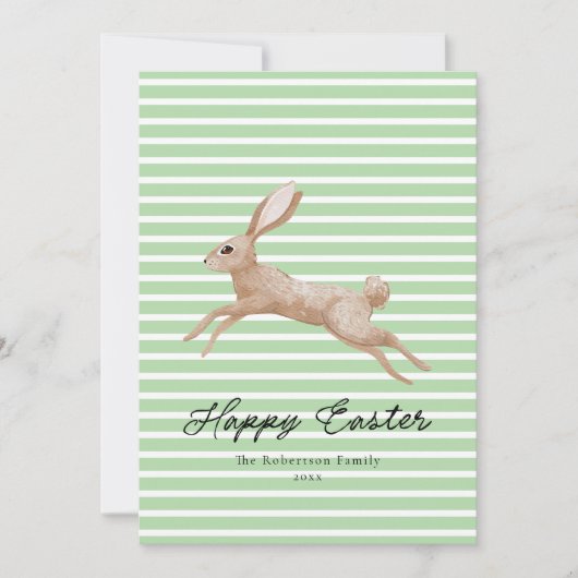 Paasbunny Striped Feestdagenkaart (Voorkant)