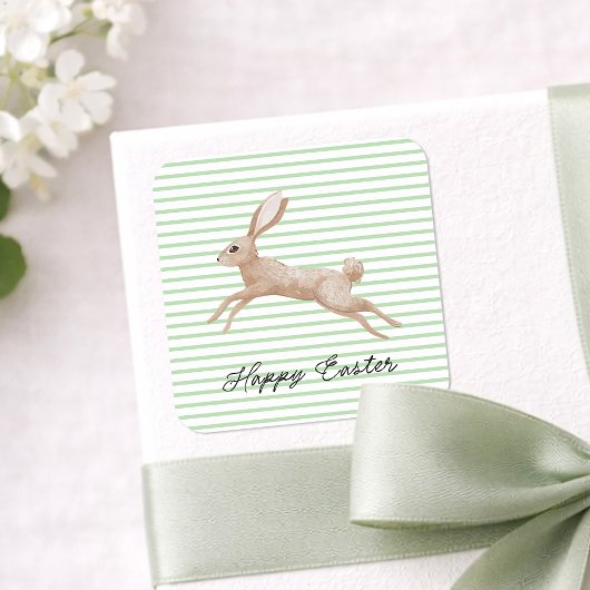 Paasbunny Striped Vierkante Sticker