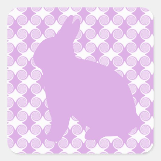 PaasBunny Swirls Square Stickers, Lavender Vierkante Sticker (Voorkant)