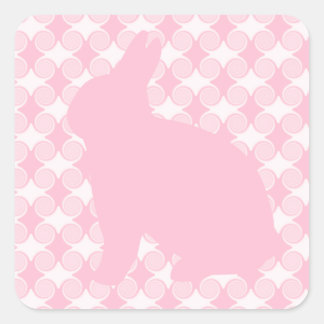 PaasBunny Swirls Square Stickers, lichtroze Vierkante Sticker