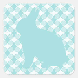 PaasBunny Swirls Square Stickers, Light Blue Vierkante Sticker