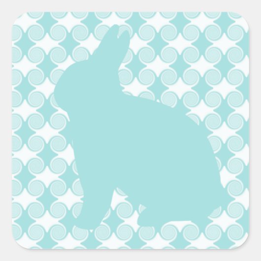 PaasBunny Swirls Square Stickers, Light Blue Vierkante Sticker (Voorkant)