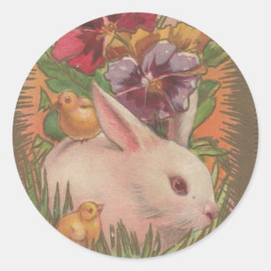 paasbunny uit 1910 ronde sticker