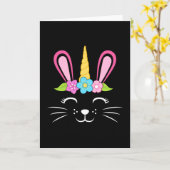 Paasbunny Unicorn Easter Eggs Funny Gift Kaart (Gele Bloem)