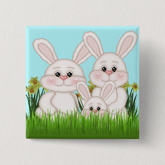 Paasbunny Vierkante Button 5,1 Cm (Voorkant)