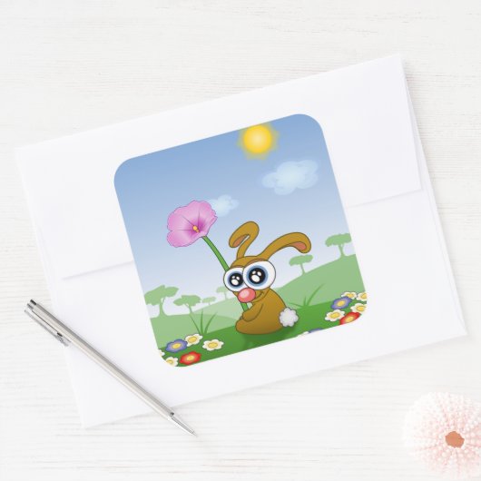 Paasbunny Vierkante Sticker (Envelop)