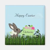 Paasbunny w Wheelbarrow of Eggs Refalleator Magneet (Voorkant)