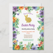 Paasbunny waterverf floral gold kaart (Voorkant)