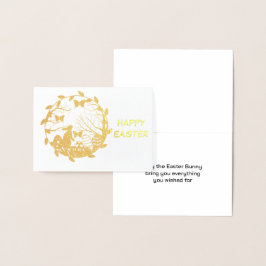 PaasBunny wishes Gold Foil Kaart
