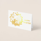 PaasBunny wishes Gold Foil Kaart (Voorkant)
